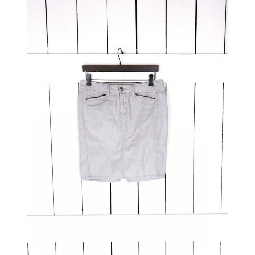 Vintage light grey faded denim Gap jean pencil skirt